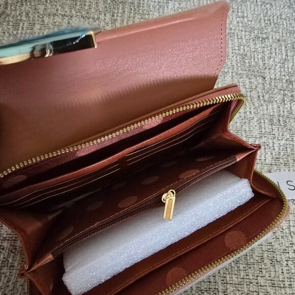 Malibu Skye Olivia Crossbody Wallet Bag Elegant Brown Leather Purse Bag - NEW - Picture 9 of 9